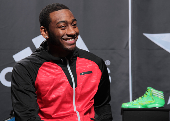 HOUSTON (Feb. 15, 2013) – John Wall of the Washington Wizards speaks to media at the adidas VIP suite during NBA All-Star weekend in Houston.