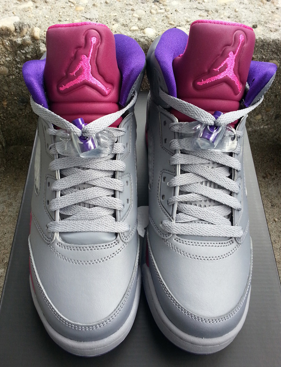 Girls Air Jordan 5 Retro Grey Pink Flash - Available Now 1