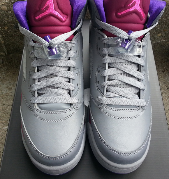 Girls Air Jordan 5 Retro Grey Pink Flash - Available Now 3