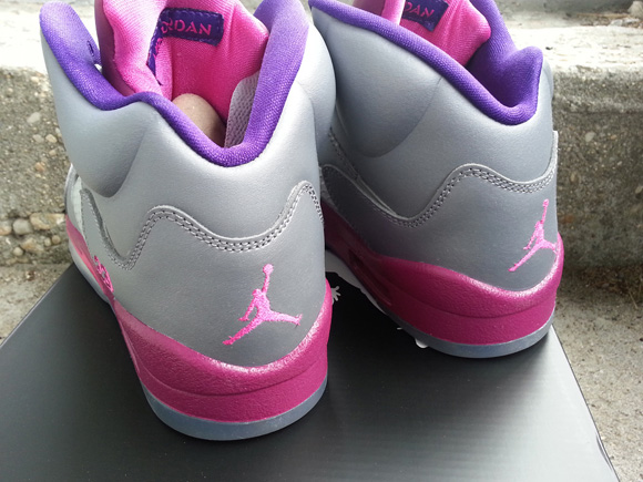 Girls Air Jordan 5 Retro Grey Pink Flash - Available Now 6