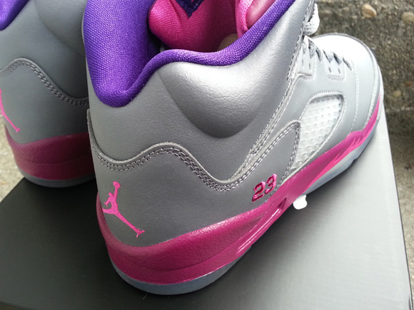 Girls Air Jordan 5 Retro Grey Pink Flash - Available Now 7