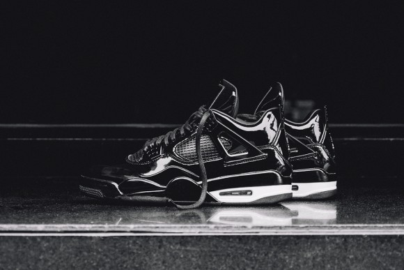 On-Feet Images of the Air Jordan 11Lab4 Retro Black: White lateral side