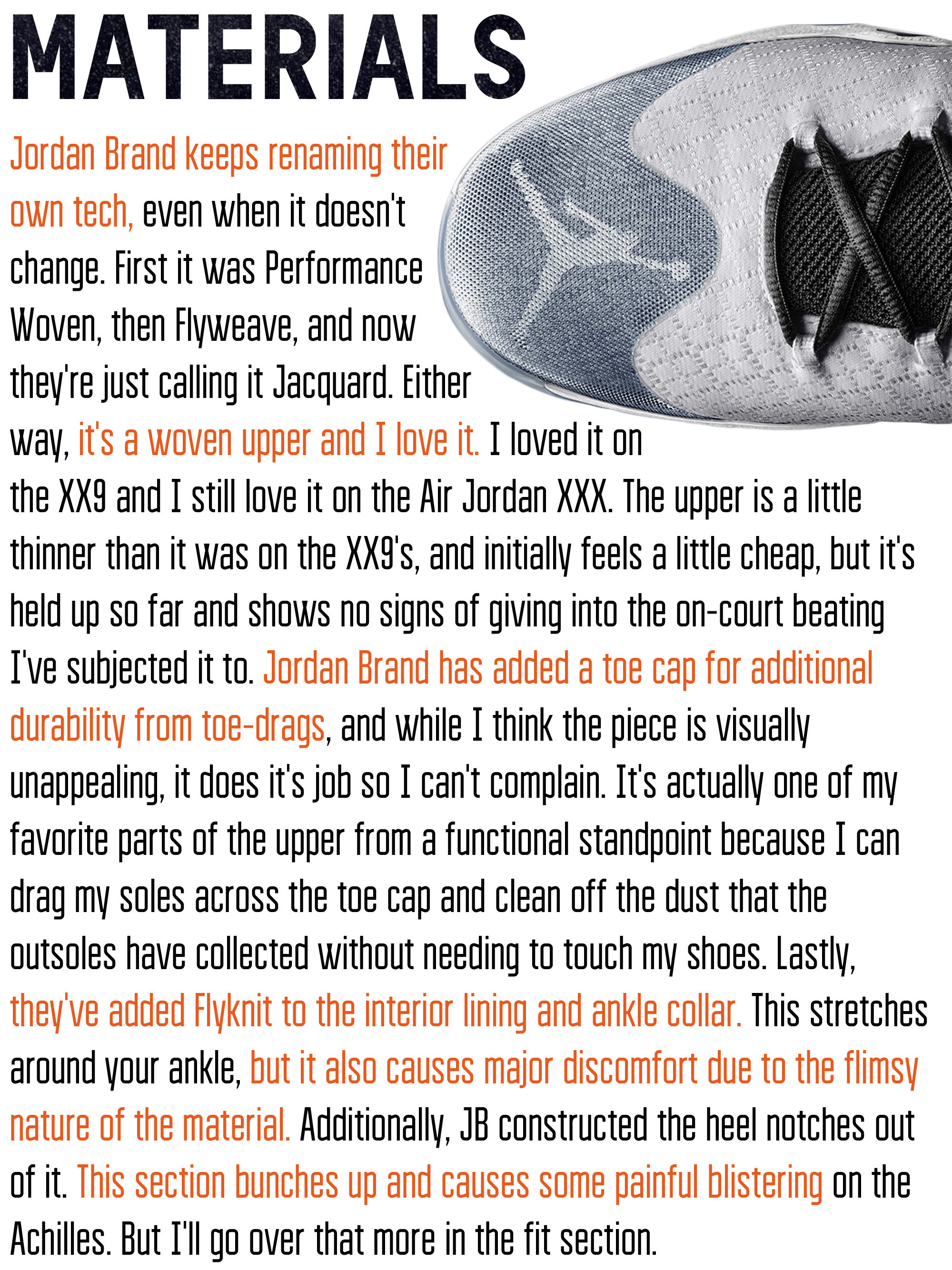 Air Jordan XXX Materials