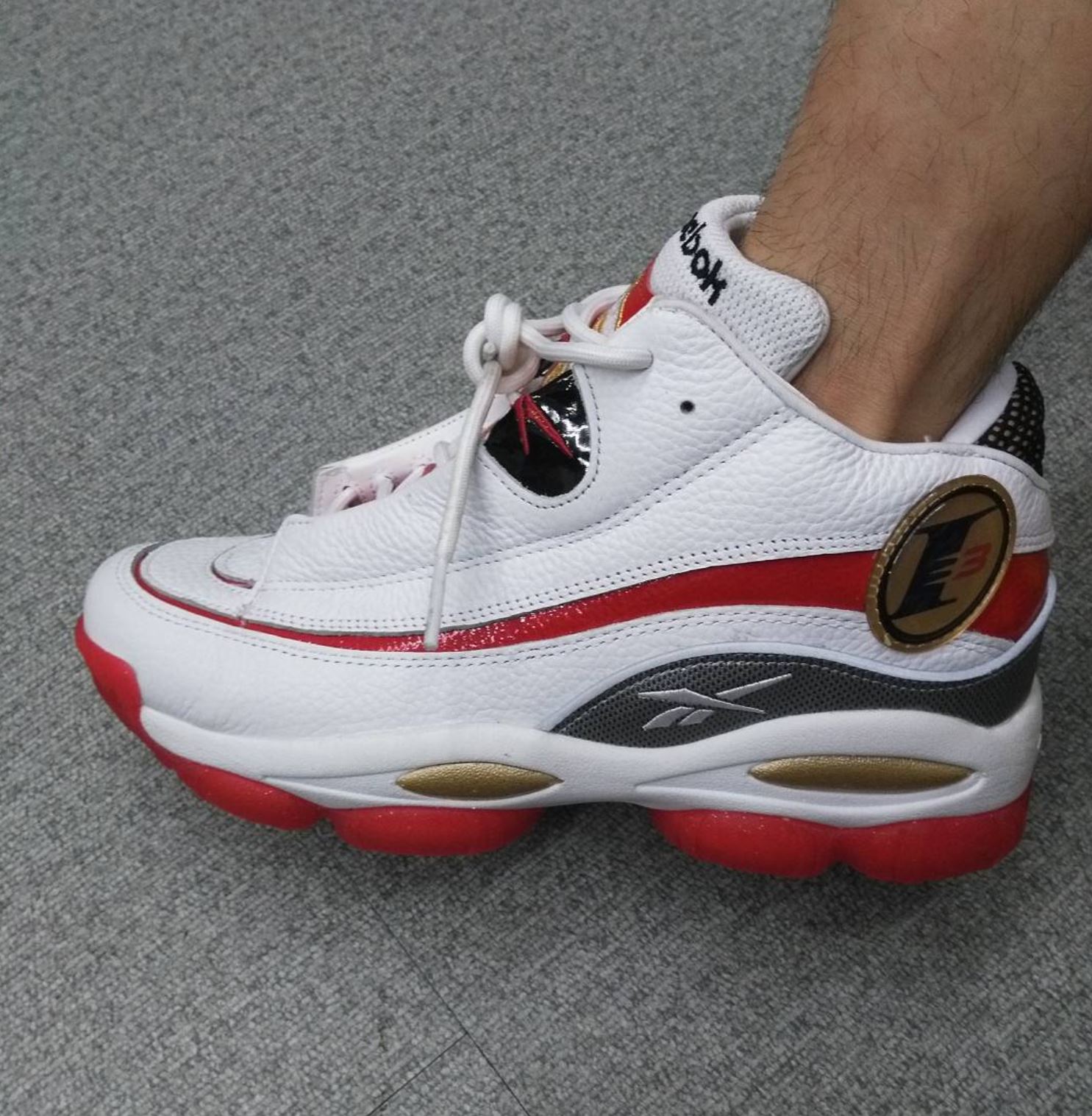 reebok answer 1 white red on foot 1