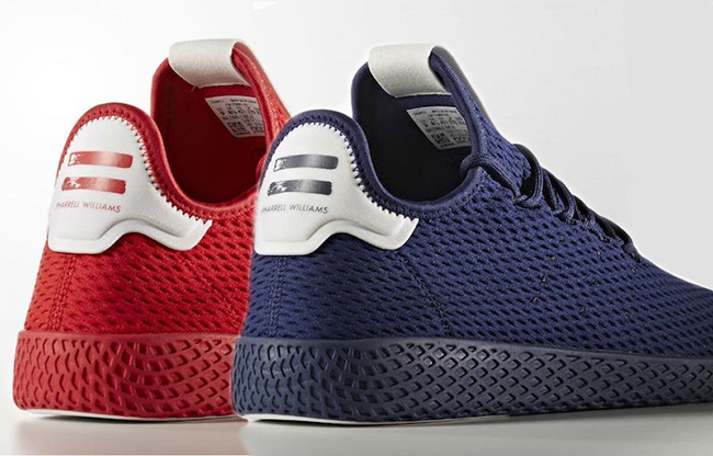 pharrell adidas tennis hu red navy blue release date