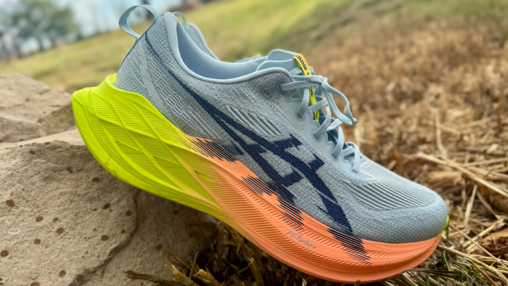 Asics Superblast 2 leaning on a rock