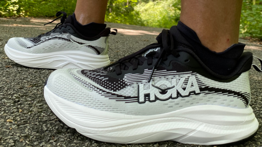 Hoka Skyflow in black and white