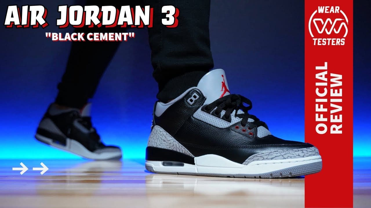 Retro 3 black cement on feet on sale