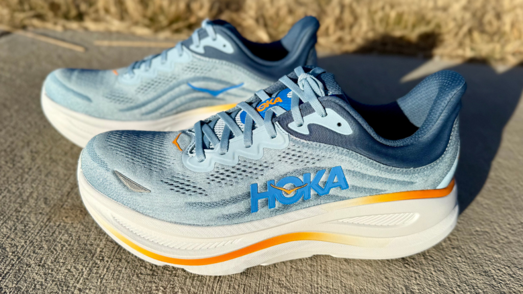 Hoka Bondi 9 both shoes in the sun