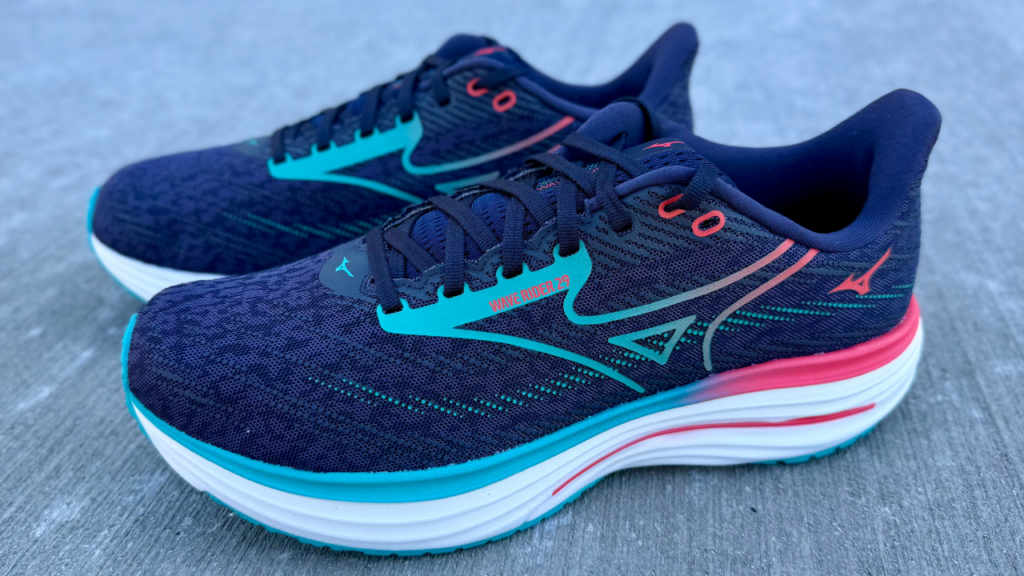 Mizuno Wave Rider 29 both shoes on concrete