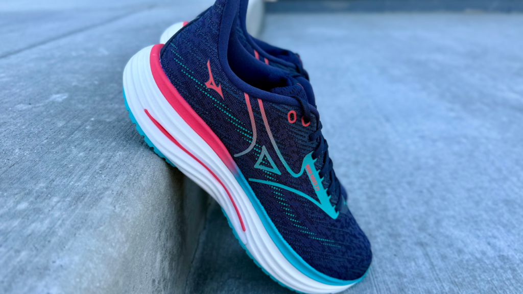Mizuno Wave Rider 29 leaning on steps