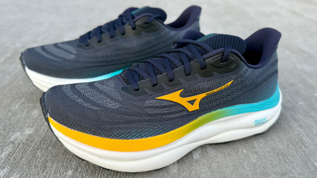 Mizuno Wave Sky 9 both shoes on concrete