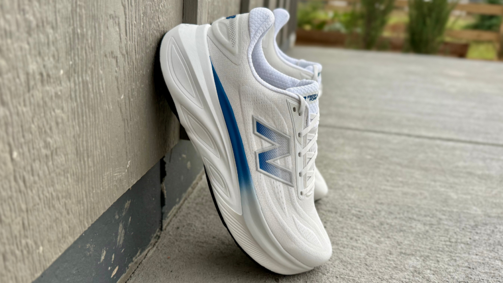 New Balance Fresh Foam X More v6 leaning on wall