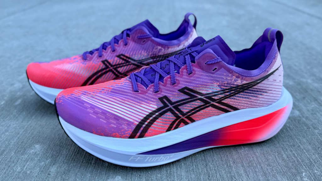 Asics Megablast both shoes on concrete