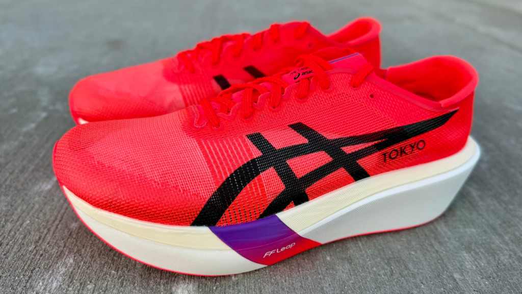 Asics Metaspeed Sky Tokyo both shoes on concrete