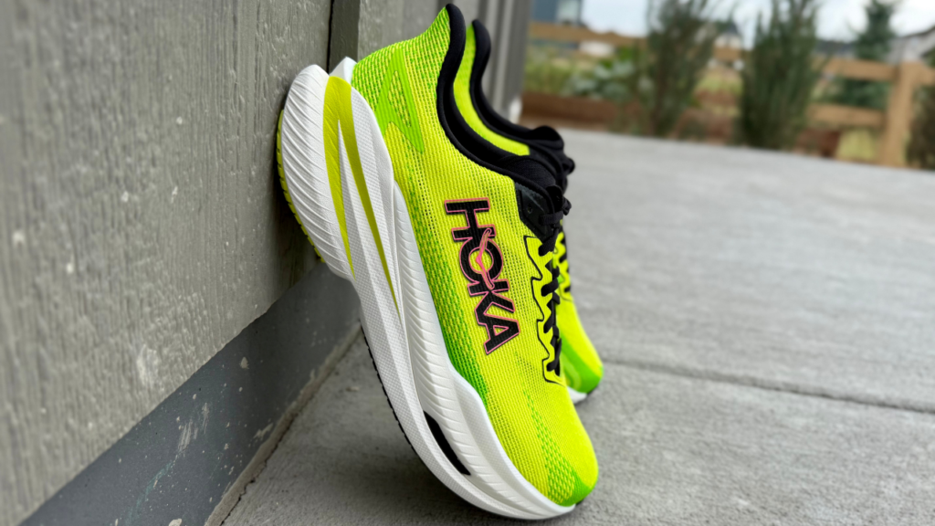 Hoka Mach X 3 leaning on wall