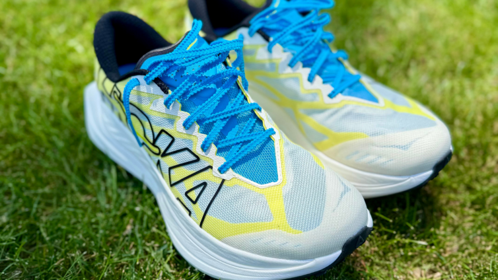 Hoka Rocket X Trail both shoe in grass