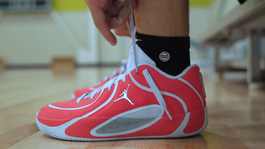 Jordan Tatum 4 lateral side view on foot