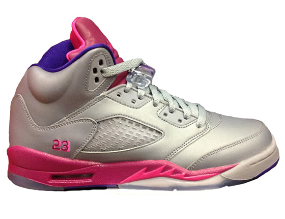 Girls Air Jordan 5 Retro Grey/ Pink Flash - Available Now - WearTesters