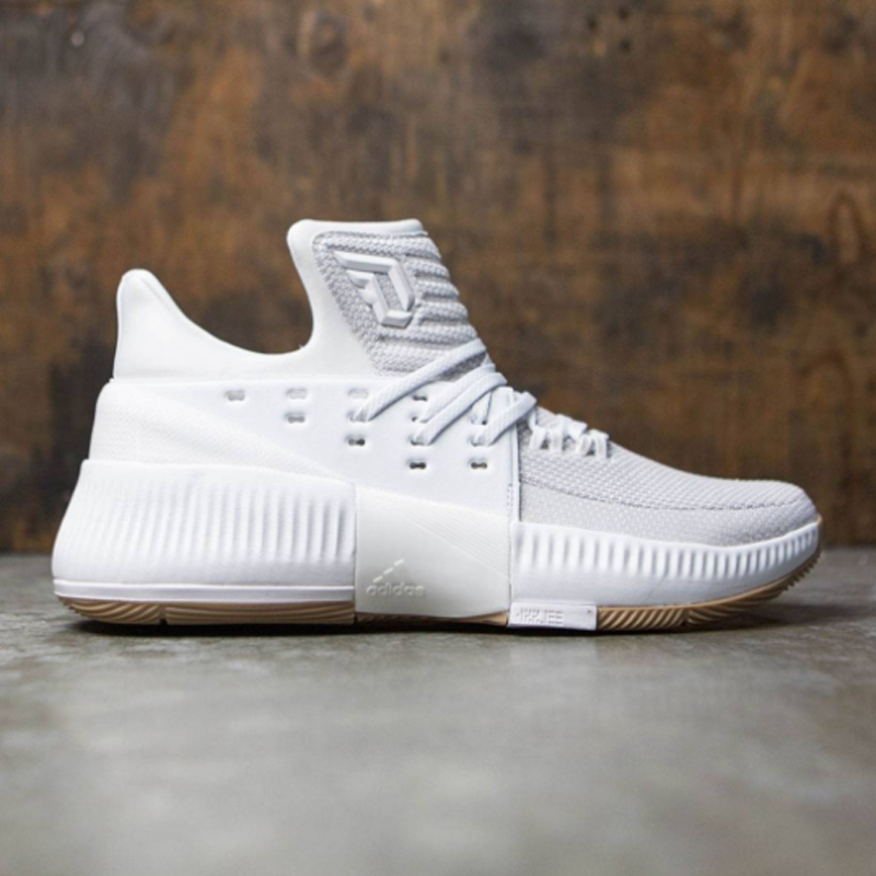 The adidas Dame 3 in White/Gum is 