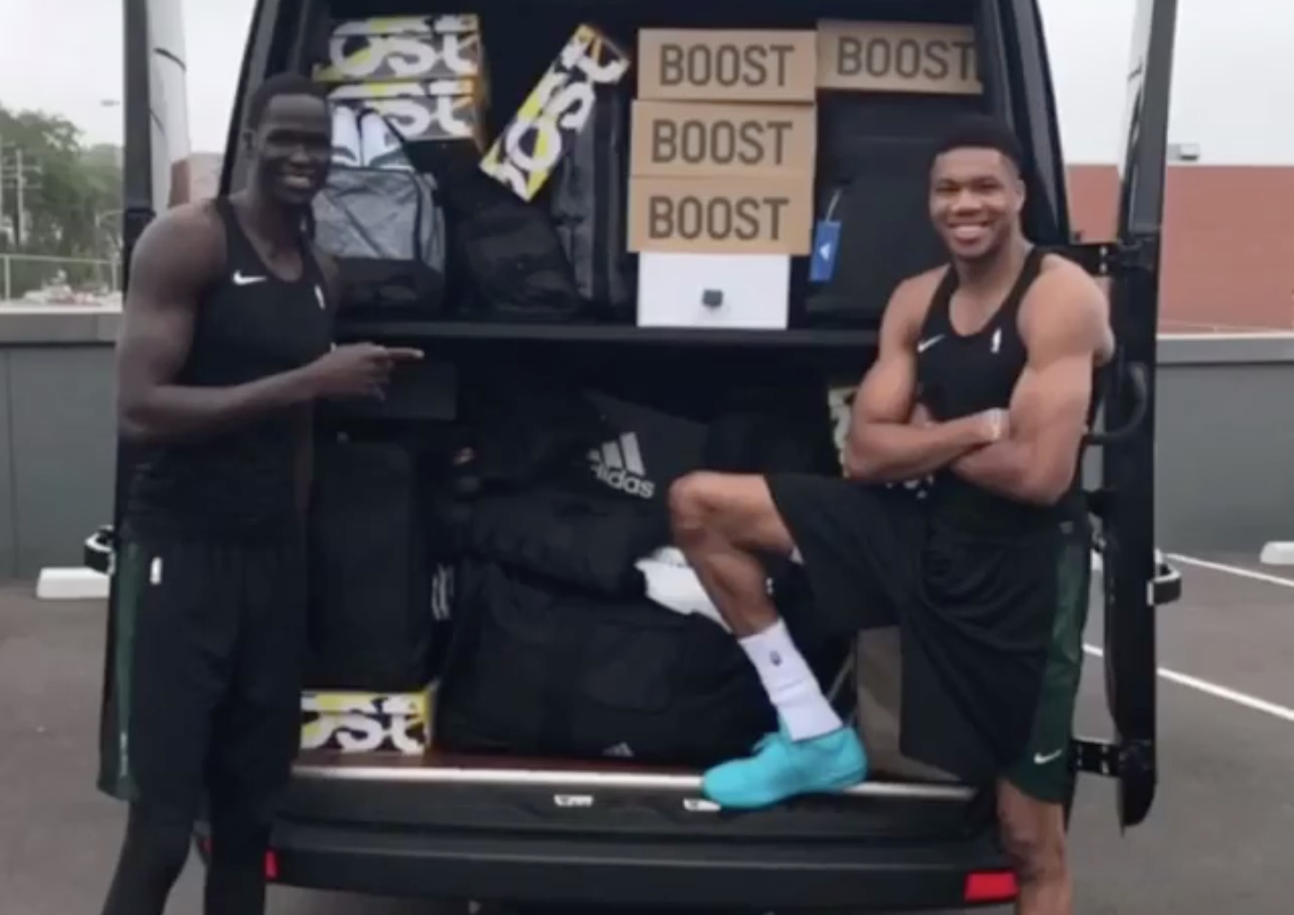 Giannis Antetokounmpo Receives a Truckload of adidas Sneakers - WearTesters